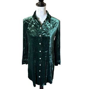 Faherty Womens Long Sleeve Velvet Green Tunic Top Xsmall Colorful